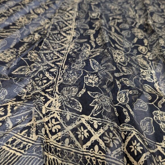 Vintage Black & Beige Floral Fringe Scarf - Picture 5 of 5